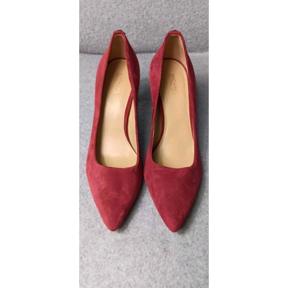 Michael Kors Dorothy Flex Pump Womens 7.5 Berry Red Suede Leather Pointed Toes - Picture 4 of 7